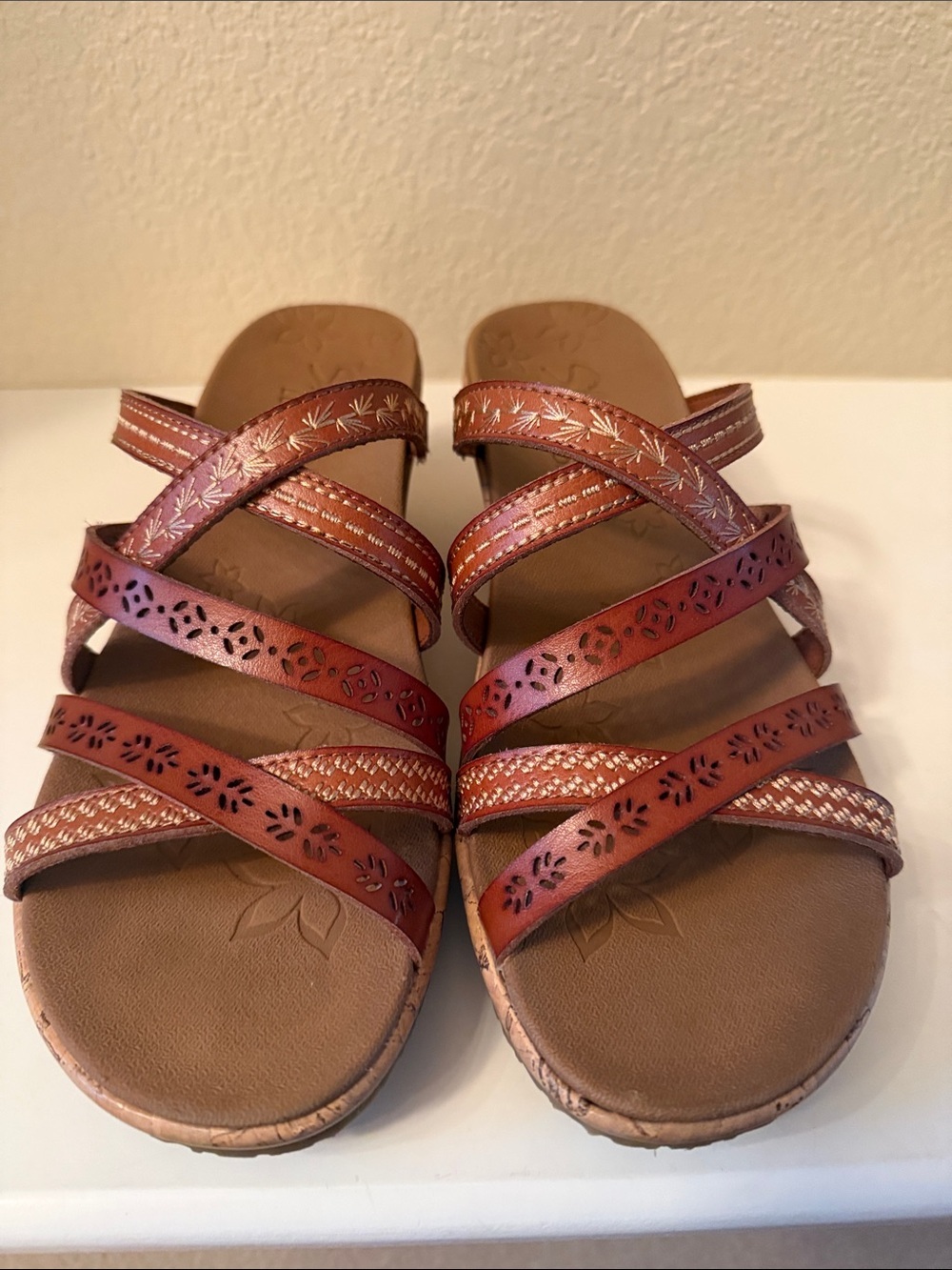 Skechers Brown Multi-Strap Wedge Sandals - Picture 2 of 16